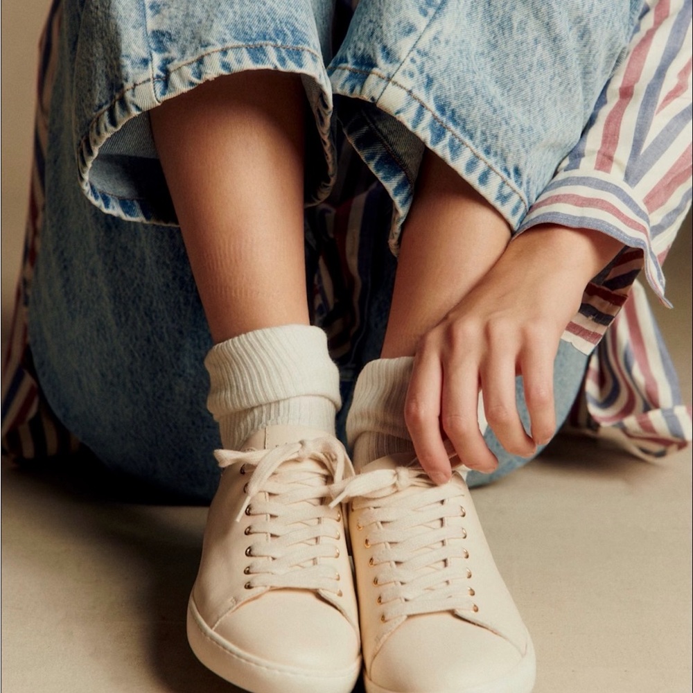Sezane Jack Trainers Smooth Ecru 39/8 New in Box